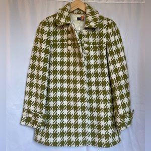 J. Crew A-Line Double-Breasted Green and white Peacoat.